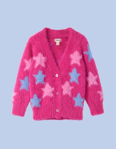 Hatley Star Fuzzy Cardigan, Pink (PINK), large