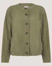 Colette Linen Blend Jacket, Green (KHAKI), large