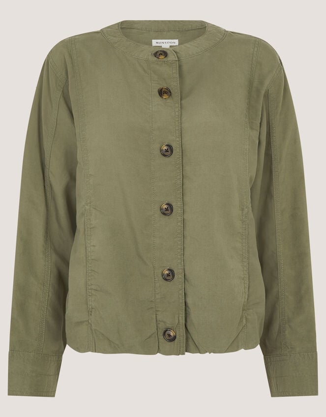 Colette Linen Blend Jacket, Green (KHAKI), large