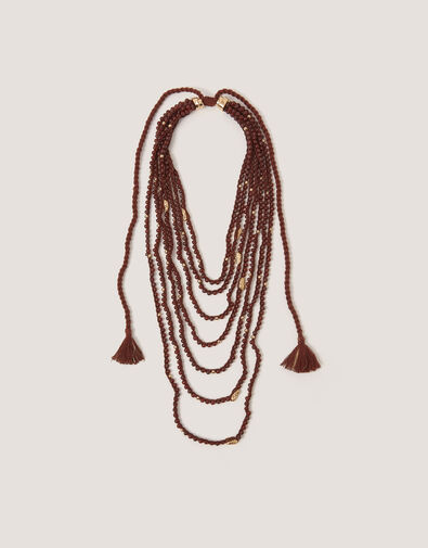 Bead Tassel Layered Necklace, , large