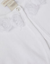 Ottilie Appliqu&eacute; Rose Cardigan, White (WHITE), large