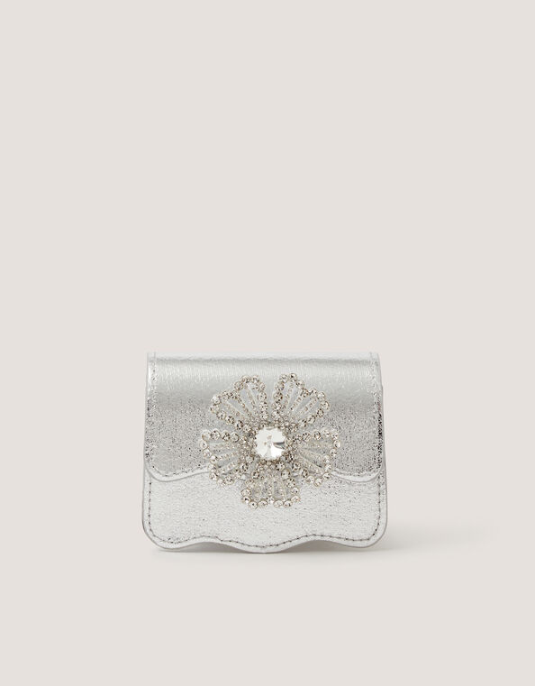 Mini Diamant&eacute; Flower Metallic Bag, , large