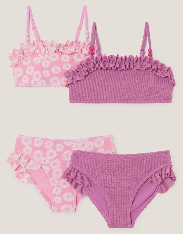 2-Pack Crinkle & Floral Bikini Sets, Multi (MULTI), large