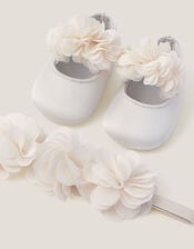 Baby Corsage Booties & Headband Set, Ivory (IVORY), large