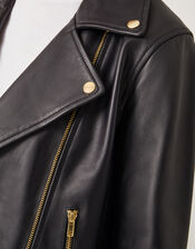 Leather Biker Jacket , Black (BLACK), large