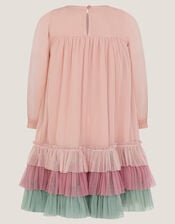 Embellished Heart Long Sleeve Dress, Pink (PINK), large