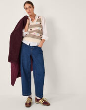 Marlo Faux Shearling Quilted Coat, Red (BURGUNDY), large