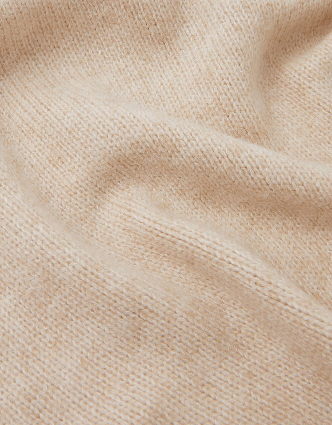 Fae Knitted Triangle Scarf, Natural (NEUTRAL), large