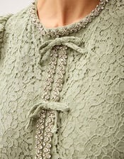 Celina Puff Sleeve Lace Midi Dress, Green (SAGE), large