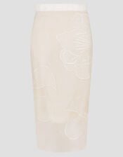 Rosa Embroidered Floral Pencil Bridal Skirt, Ivory (IVORY), large