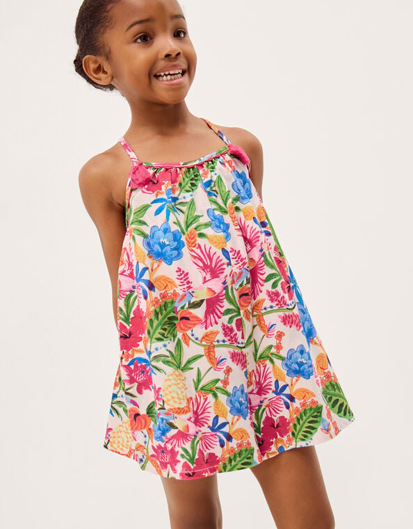Tropical Print Jersey Romper, Multi (MULTI), large