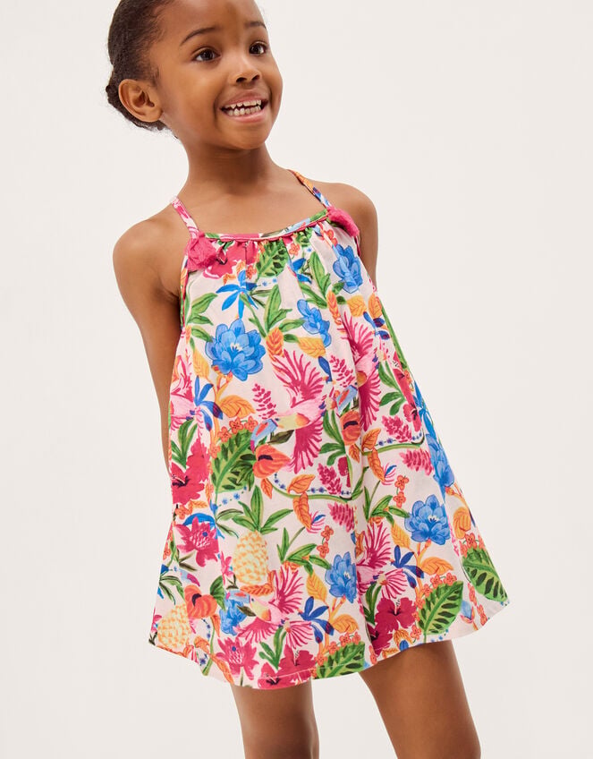 Tropical Print Jersey Playsuit, Multi (MULTI), large