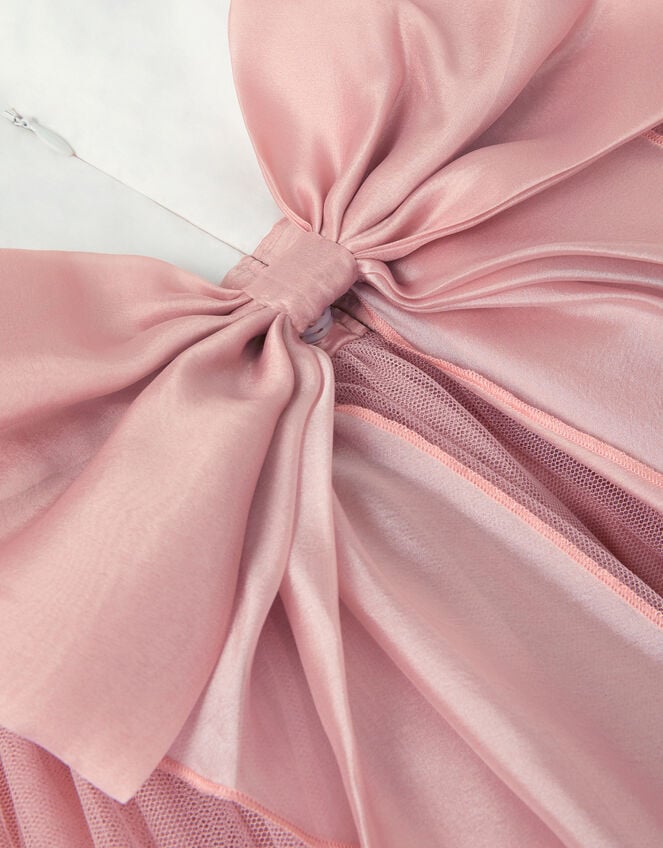 Puff Sleeve Satin Tulle Dress, Pink (PINK), large