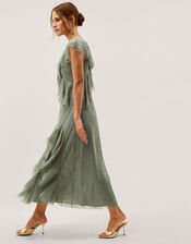 Alda Ruffle Lace Midi Dress, Green (SAGE), large