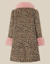 Monsoon x Queens of Archive Connie Faux Fur Leopard Print Coat​, Multi (MULTI), large