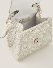 Glitter Pearl Bow Handbag & Hair Clips Set, , large