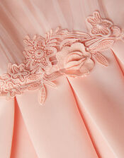 Chiffon Sleeve Floral Embroidered Dress, Pink (PINK), large