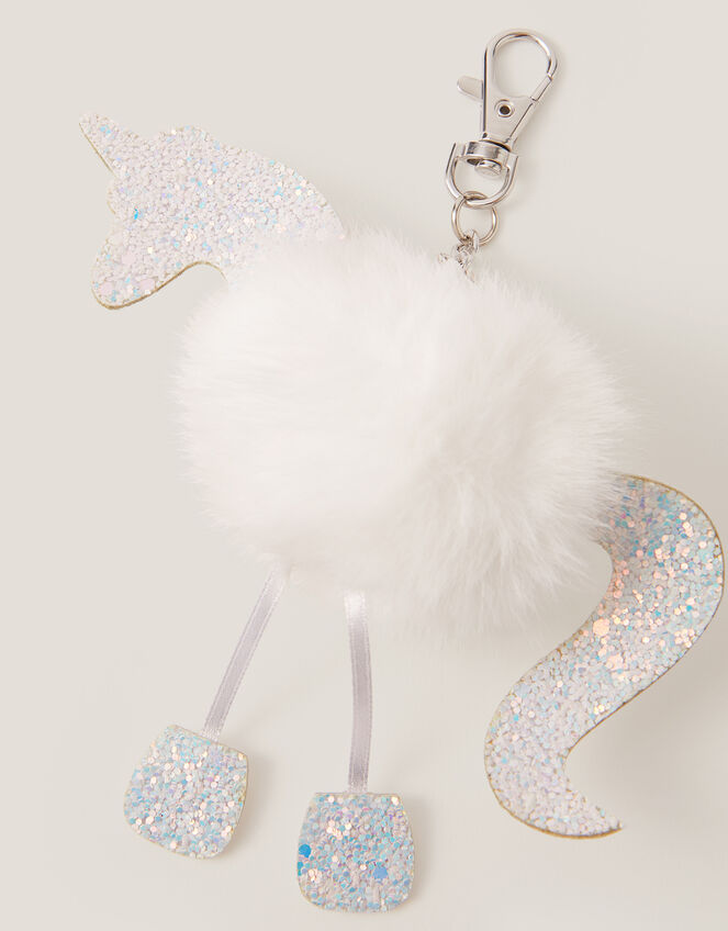 Fluffy Unicorn Bag Charm, , large