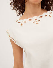 Gaia Floral Cutwork Top, Ivory (IVORY), large