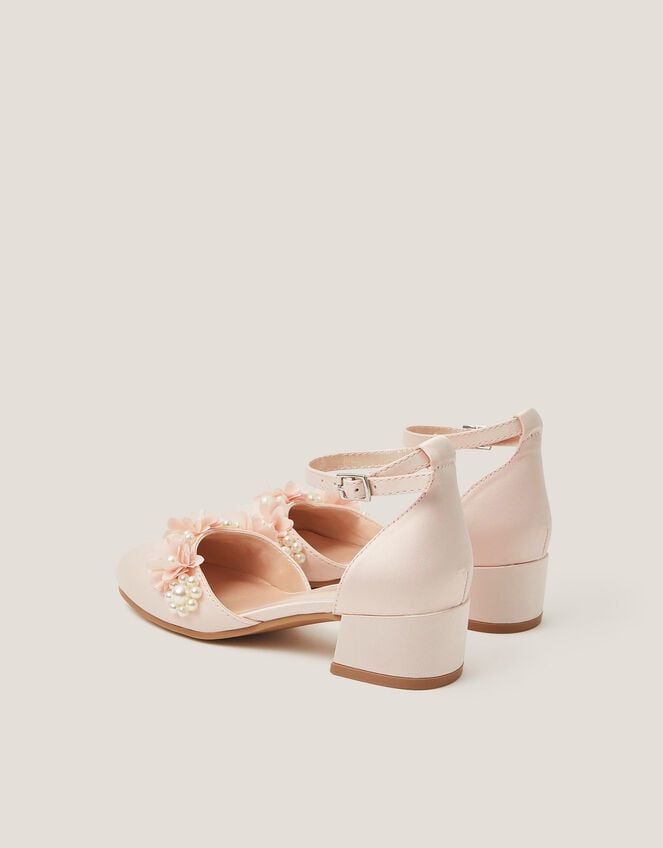 Flower Embellished Closed Toe Heels, Pink (PINK), large