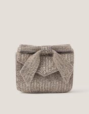 Bella Beaded Bow Bag, Silver (SILVER), large