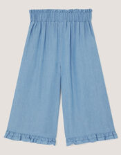 Floral Embroidered Wide Leg Trousers, Blue (BLUE), large