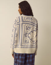 Gigi Paisley Print Crew Neck Jumper, Ivory (IVORY), large