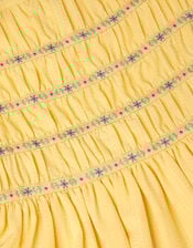 Smocked Square Neck Dress, Yellow (YELLOW), large