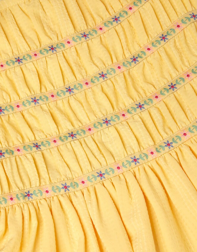 Smocked Square Neck Dress, Yellow (YELLOW), large