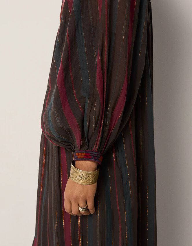 Maison Hotel Isadora Paisley Stripe Midi Dress, Red (BURGUNDY), large