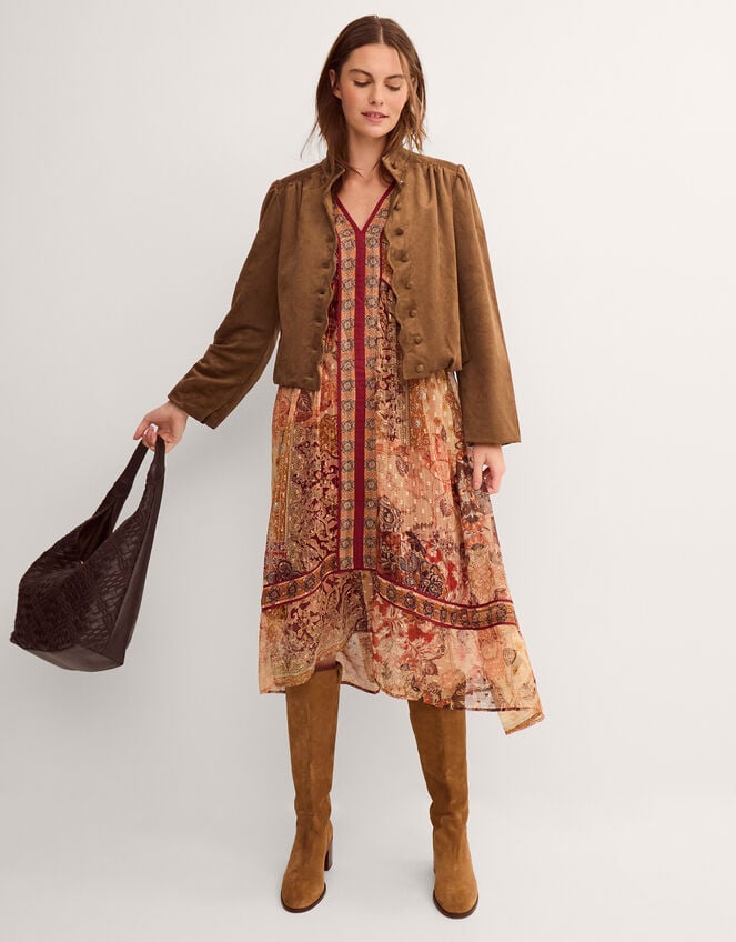 Lucia Faux Suede Jacket, Brown (BROWN), large