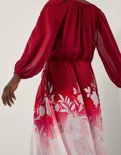 Lilian Floral Print Ombr&eacute; Maxi Dress, Red (RED), large