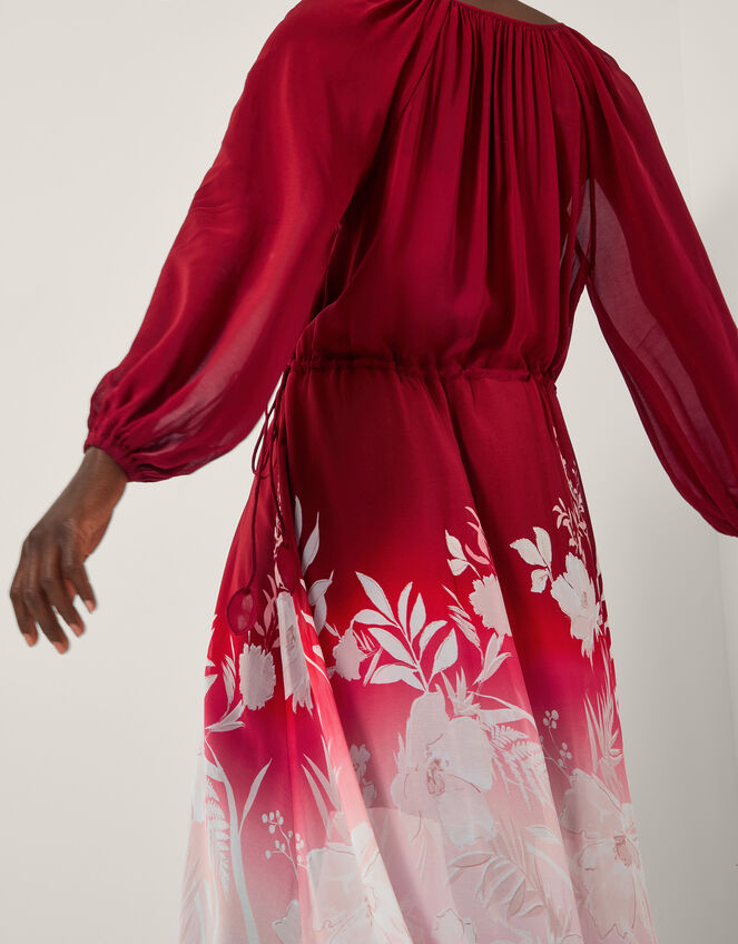 Lilian Floral Print Ombr&eacute; Maxi Dress, Red (RED), large