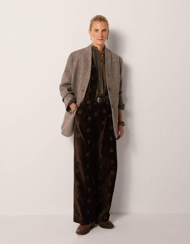 Maison Hotel Paco Embroidered Velvet Trousers, Brown (BROWN), large