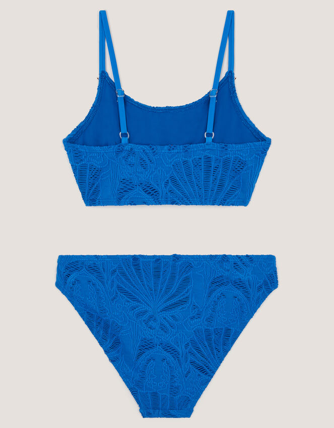 Seashell Textured Bikini Set, Blue (BLUE), large