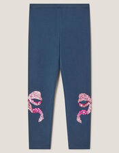 Sequin Bow Leggings, Blue (NAVY), large