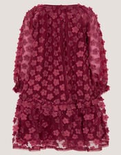 Nayla Long Sleeve Appliqu&eacute; Party Dress, Red (BURGUNDY), large