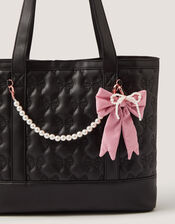 Bow Quilted School Tote Bag, , large