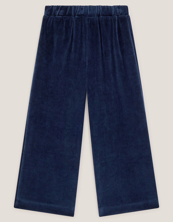 Butterfly Embellished Wide Leg Trousers, Blue (NAVY), large