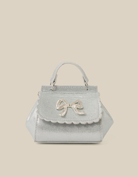 Elise Rhinestone Bow Metallic Bag, , large