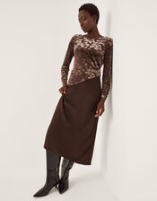Delia Devor&eacute; Midi Slip Dress, Brown (CHOCOLATE), large