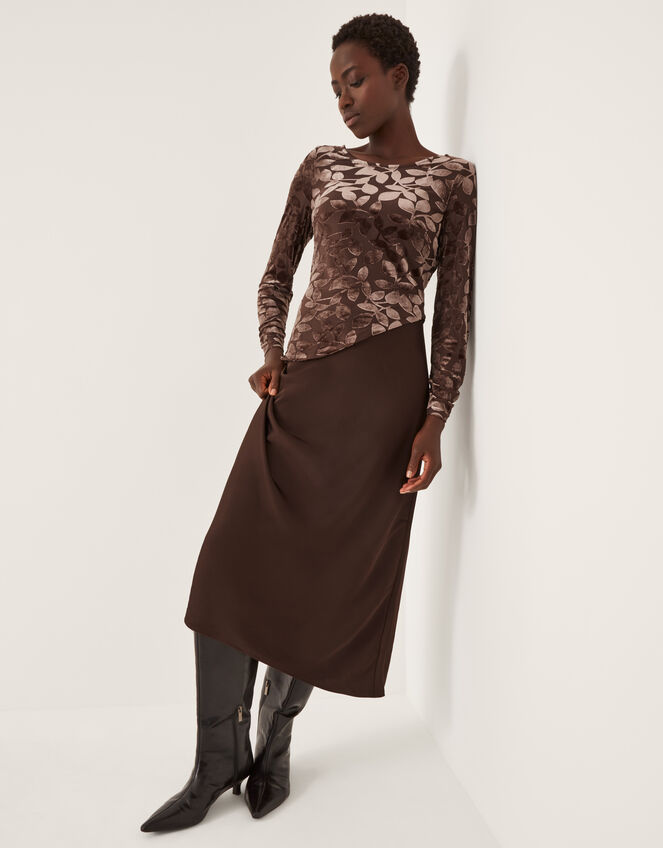 Delia Devor&eacute; Midi Slip Dress, Brown (CHOCOLATE), large