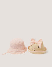 2-Pack Baby Embroidered Bunny Hats, Multi (MULTI), large