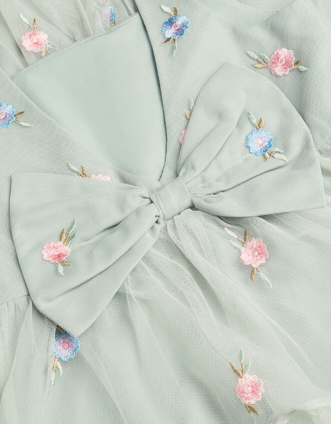 Luna Floral Embroidered Mesh Dress, Green (SAGE), large