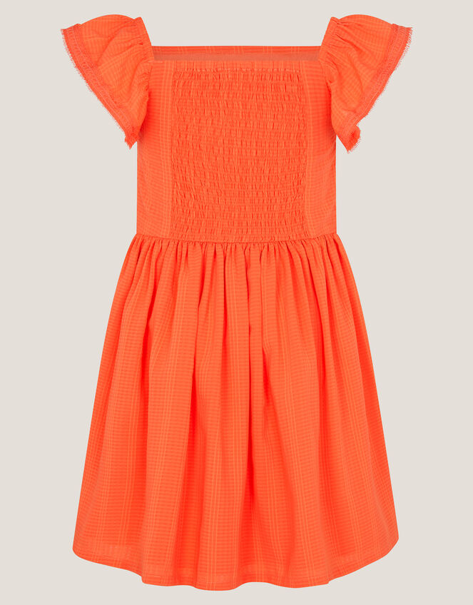 Floral Embroidered Square Neck Dress, Orange (ORANGE), large