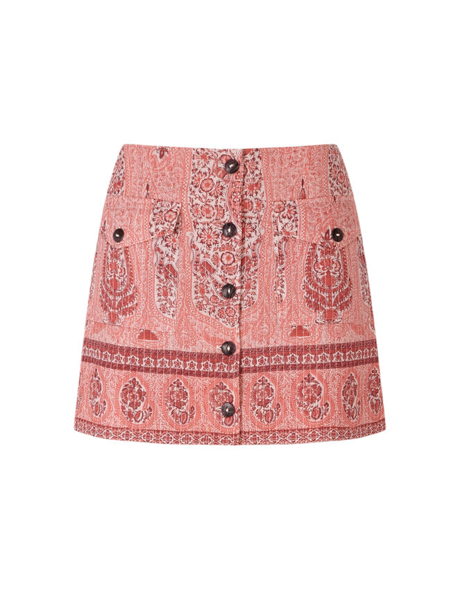 Antik Batik Tajara Paisley Quilted Mini Skirt, Orange (CORAL), large