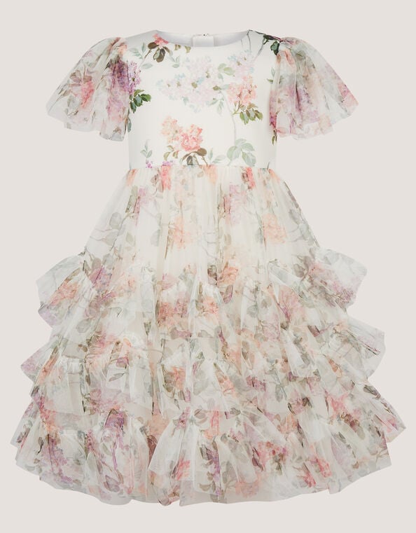 Roma Floral Print Ruffle Party Dress , Multi (MULTI), large