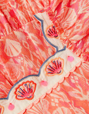Embroidered Shell Print Dress, Pink (PINK), large