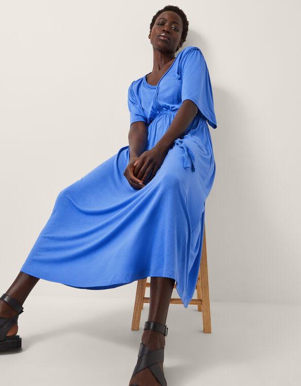 Paula Braided Jersey Midi Dress, Blue (BLUE), large