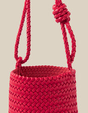 Marnie Woven Faux Leather Shoulder Bag, Red (RED), large
